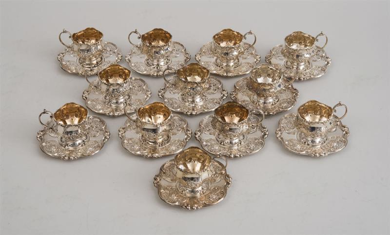 Appraisal: SET OF TWELVE AMERICAN SILVER DEMITASSE CUPS AND TWELVE STANDS