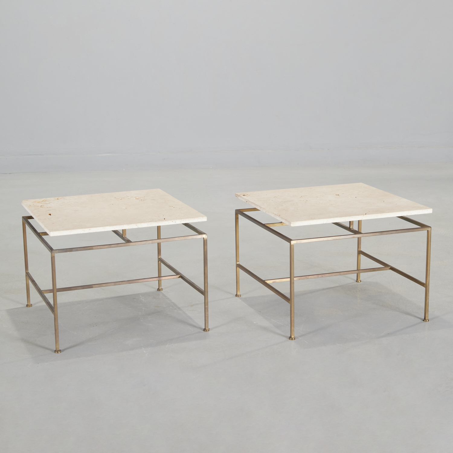 Appraisal: PAUL MCCOBB ATTRIB PAIR BRASS SIDE TABLES c s USA