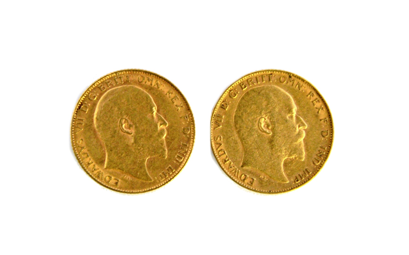 Appraisal: Two Edward VII half sovereigns and Illustrated