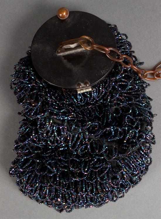 Appraisal: Art Deco blue beaded purse with a plastic lid and