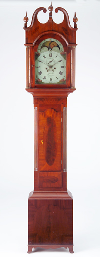 Appraisal: Joachim Hill tall case clock its face painted with phases