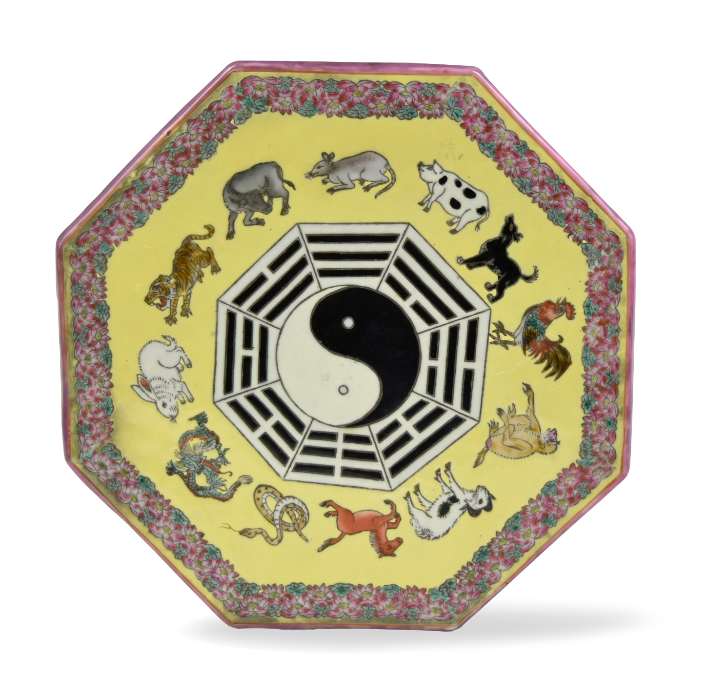 Appraisal: porcelain panel is decorated with yin yang symbol surrounded with