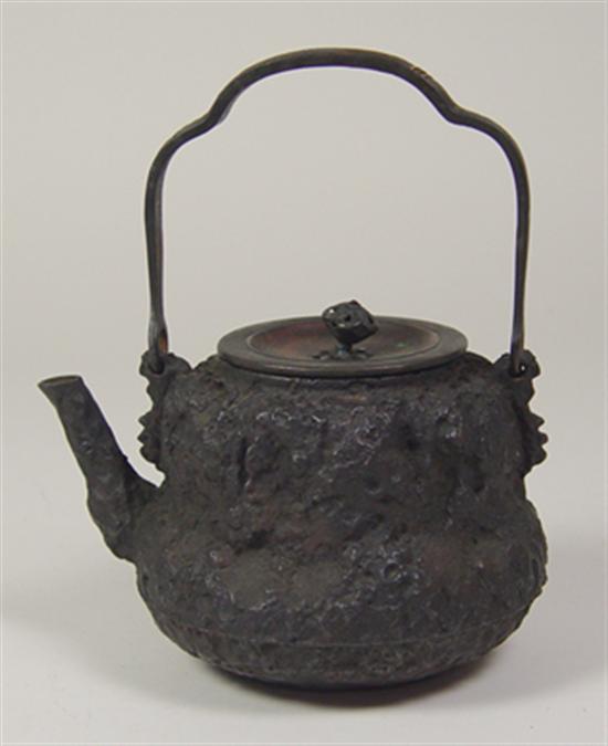 Appraisal: Cast Iron Oriental Teapot Circa Naturalistic rustic form high to