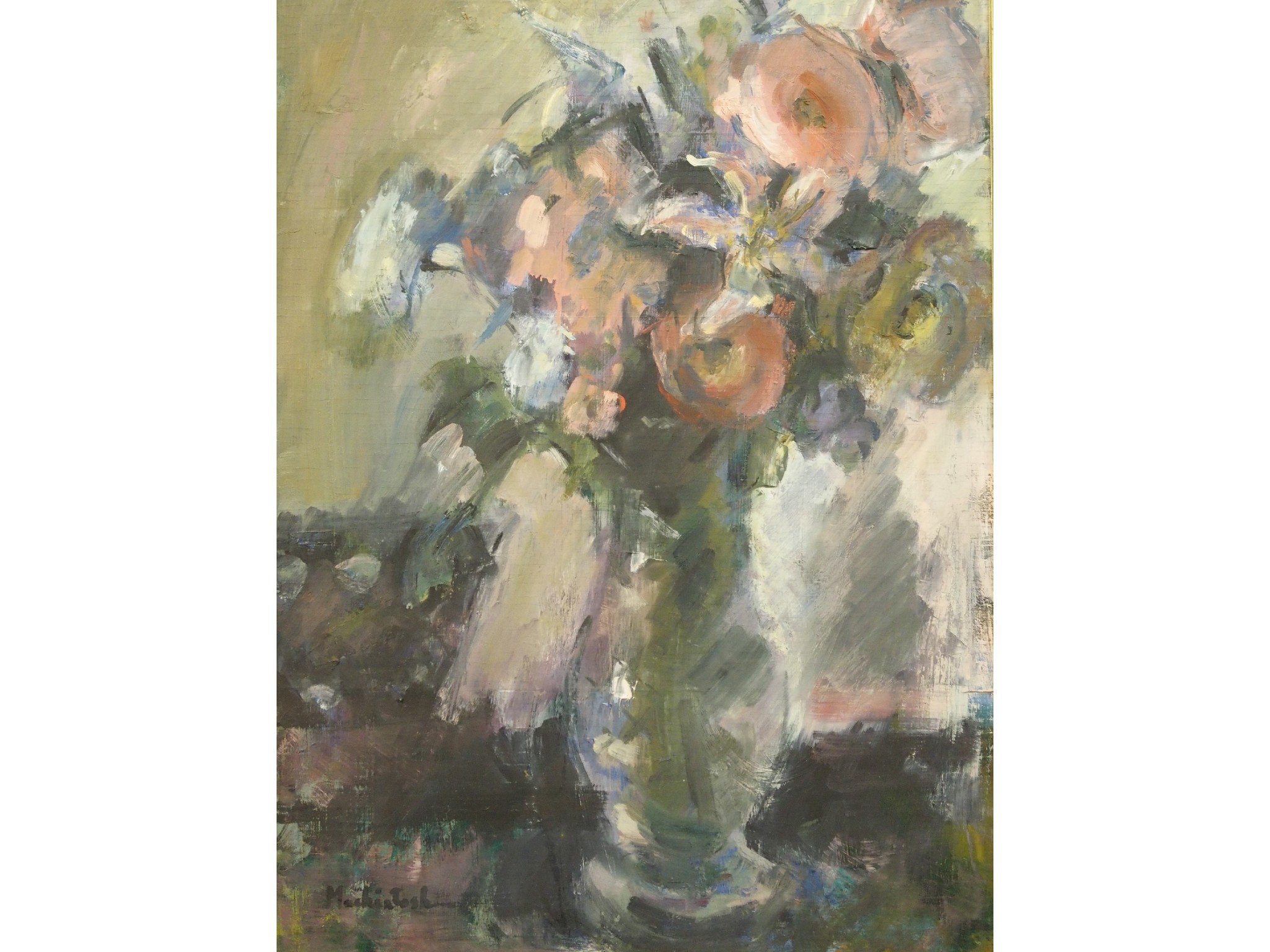 Appraisal: ANN MacINTOSH Scottish Contemporary FLOWERS IN A GLASS VASEOil on