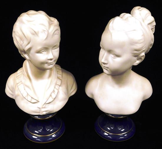 Appraisal: Pair of th C bisque porcelain bust sculptures by Camille