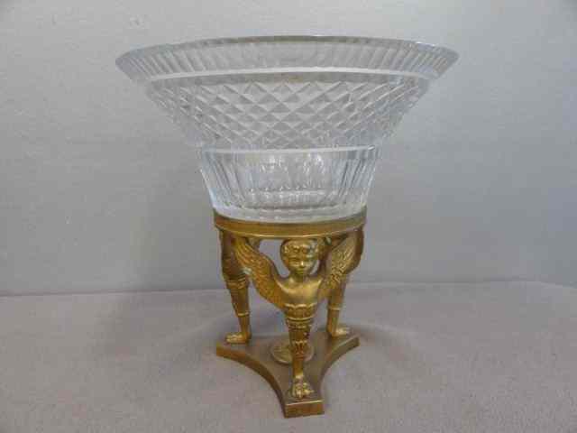 Appraisal: Bronze Base and Cut Glass Top Center Piece From a