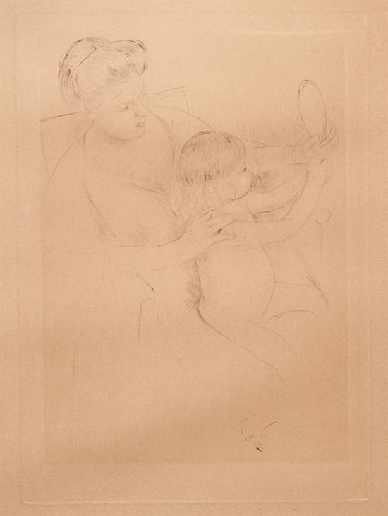 Appraisal: Mary Cassatt American - Looking Into Hand Mirror no etching