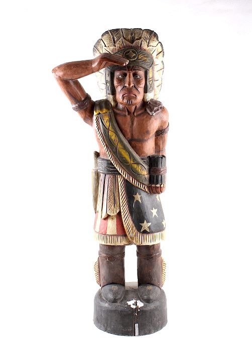 Appraisal: Carved Wooden Cigar Store Indian Featured in this lot is