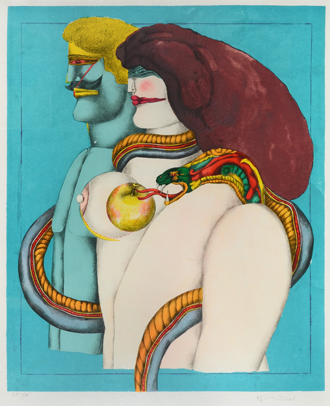 Appraisal: LINDNER Richard German-American - Adam Eve Lithograph '' x ''