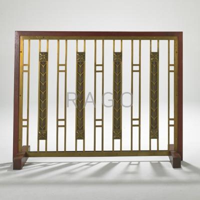 Appraisal: ART DECO Bronze railing fragment mounted as fire screen in