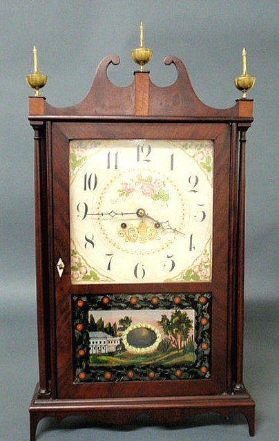 Appraisal: Seth Thomas pillar scroll shelf clock c mahogany case h