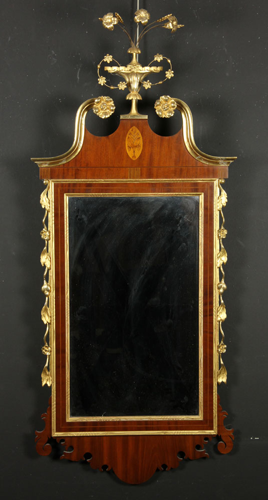 Appraisal: - Chippendale Style Mirror Chippendale style mirror with floral spray