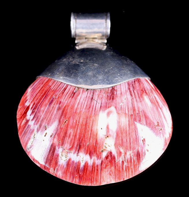 Appraisal: Signed Navajo Polished Spiny Red Oyster Pendant Available in this