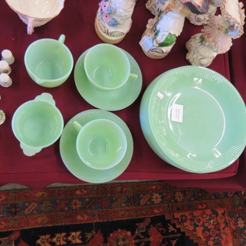 Appraisal: pcs of Jadite Glass plates cups saucers creamer sugar excellent