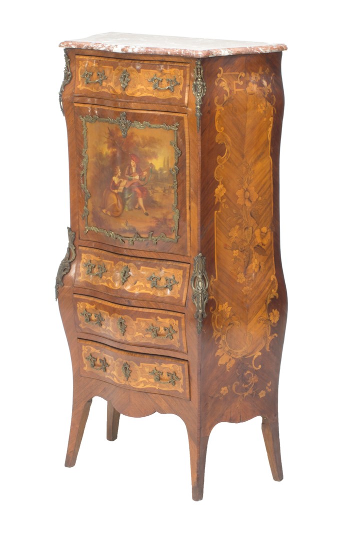 Appraisal: A th century Continental gilt metal mounted marble topped marquetry