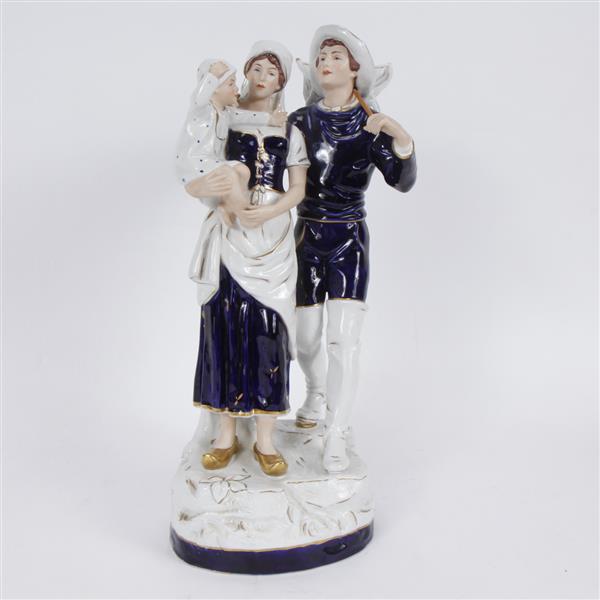 Appraisal: Large Royal Dux blue and white porcelain family figure group