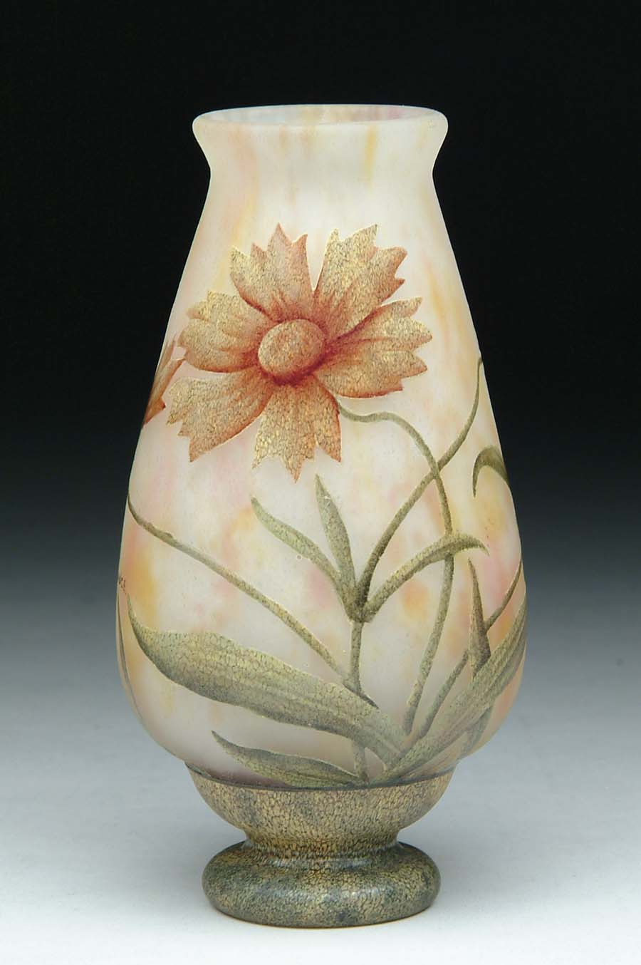 Appraisal: DAUM NANCY CAMEO AND ENAMEL VASE Enamel decoration of brown