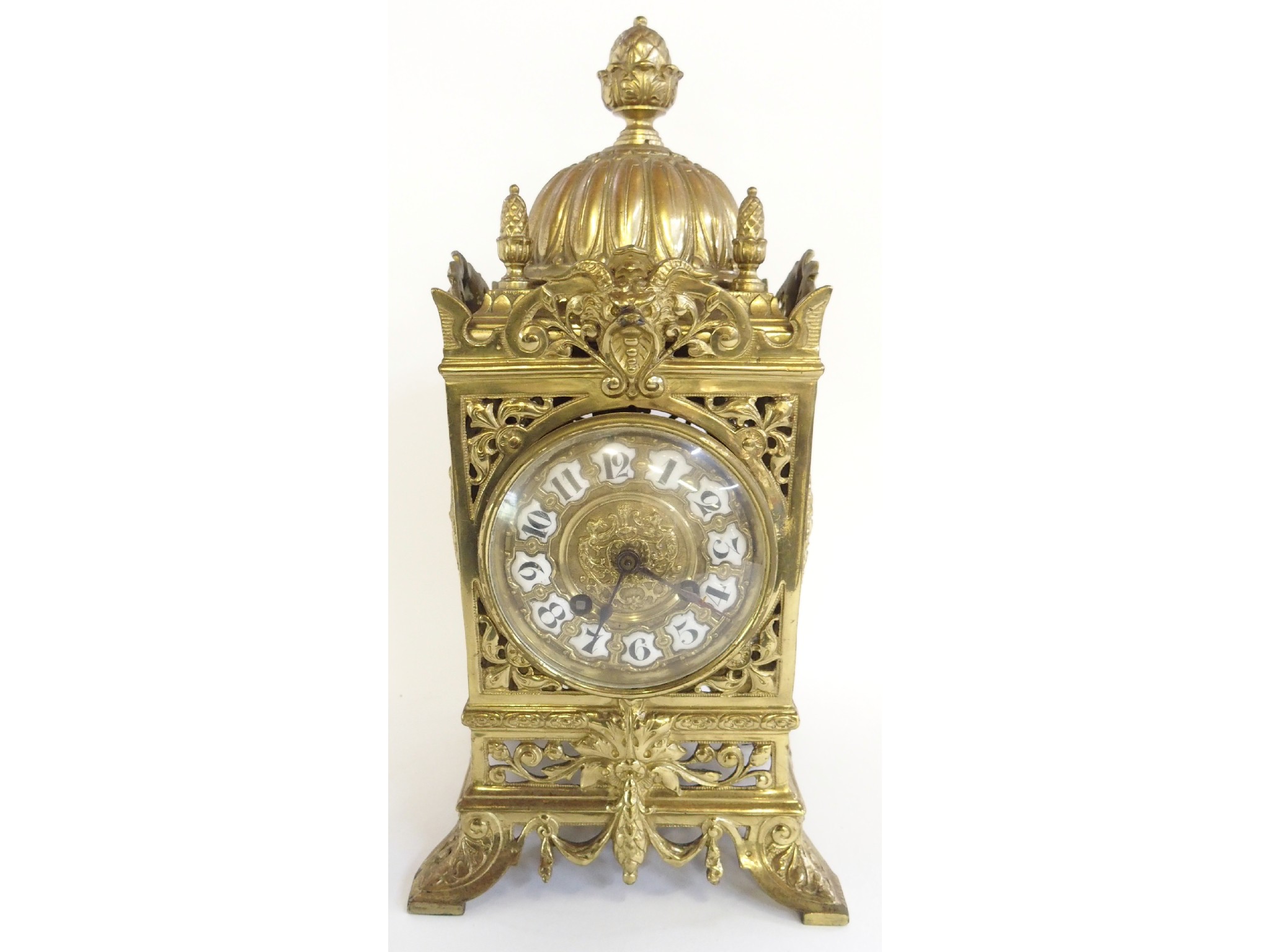 Appraisal: French-style gilt meal mantle clock