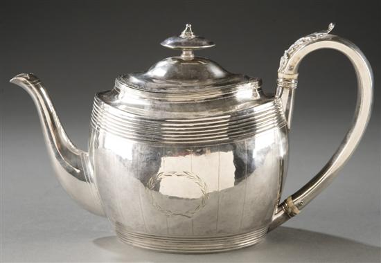 Appraisal: English George III sterling teapot S Godbehere E Wigan James