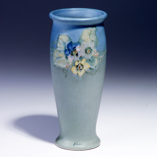 Appraisal: WELLER Hudson vase painted by Hood with blue pink and