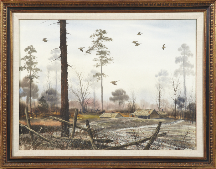 Appraisal: David Hagerbaumer American b Doves in Flight watercolor on paper