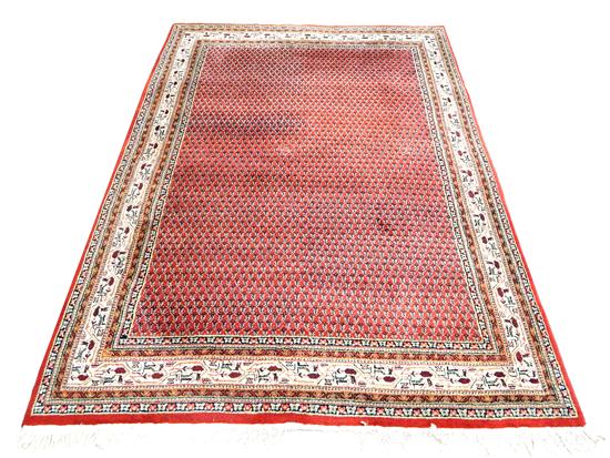 Appraisal: Modern Indo-Serreband army rug red field ivory border classic boteh