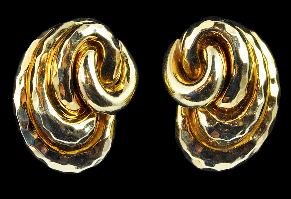 Appraisal: Pair Henry Dunay kt Yellow Gold Earrings Henry Dunay kt