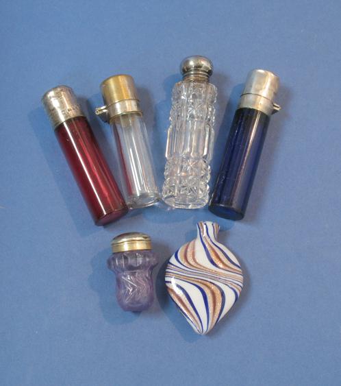 Appraisal: A VICTORIAN CRANBERRY GLASS PERFUME BOTTLE of cylindrical form with