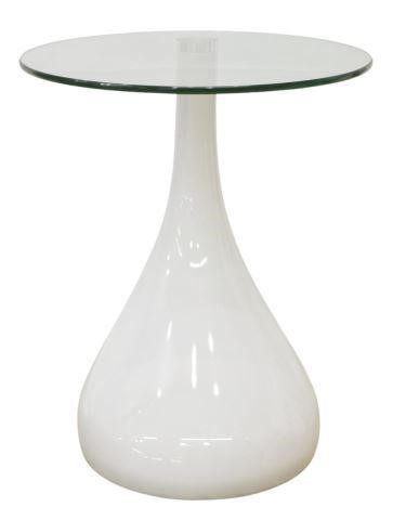 Appraisal: Modern side table st c circular glass top white plastic