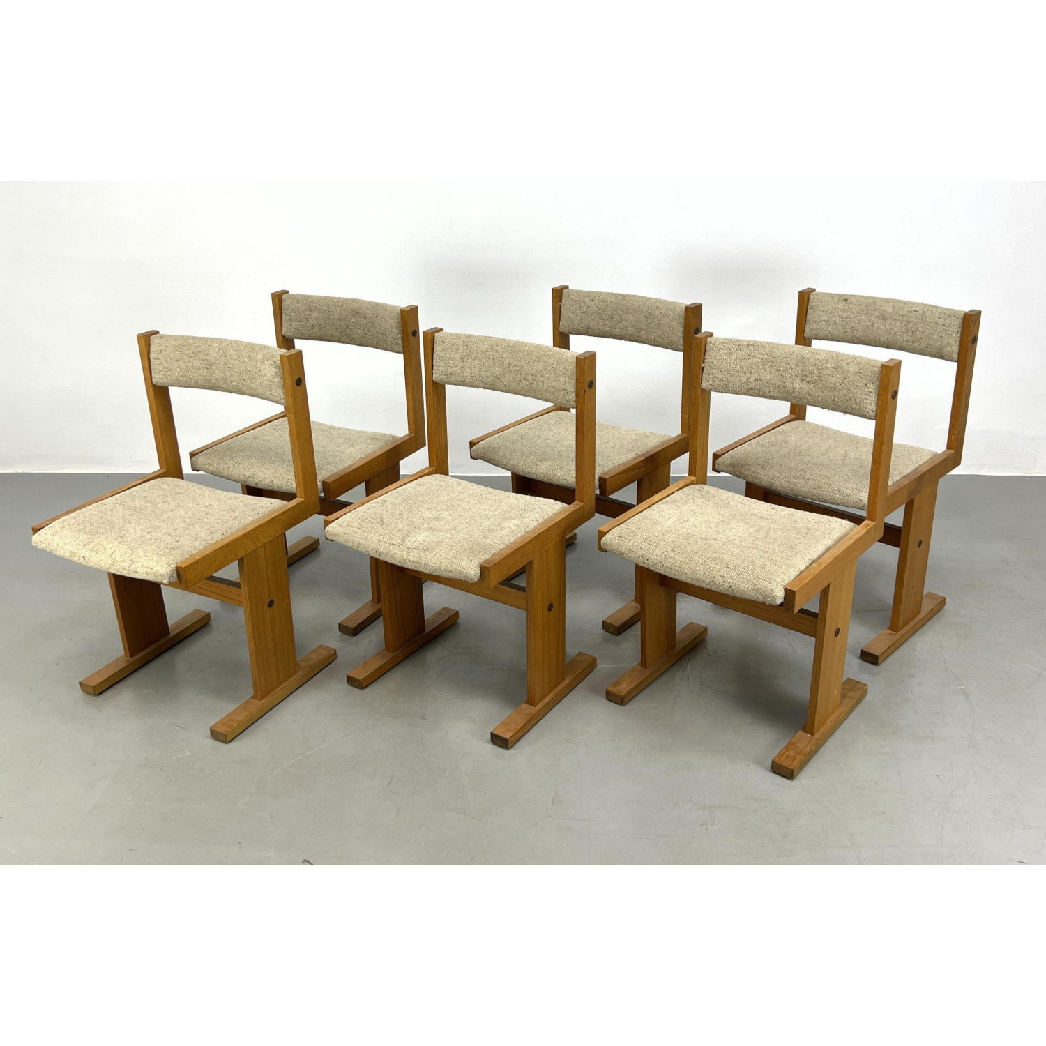 Appraisal: Gangso Mobler Set Dining Chairs Cantilever seats on T Leg