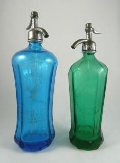 Appraisal: Soda Soda- Seltzer bottles- French blue Czechoslovakian glass marked 'Sparkling