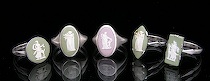 Appraisal: Four Wedgwood Green Jasper Silver Rings A Lilac Jasper Silver