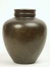 Appraisal: JAPANESE PEWTER COVERED JAR - Meiji Period storage jar signed