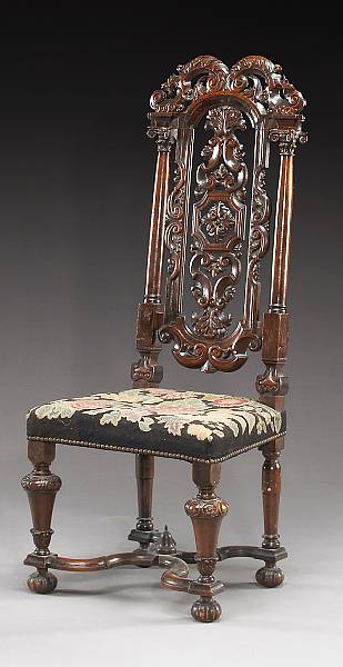 Appraisal: A Flemish Baroque style walnut side chair late th century