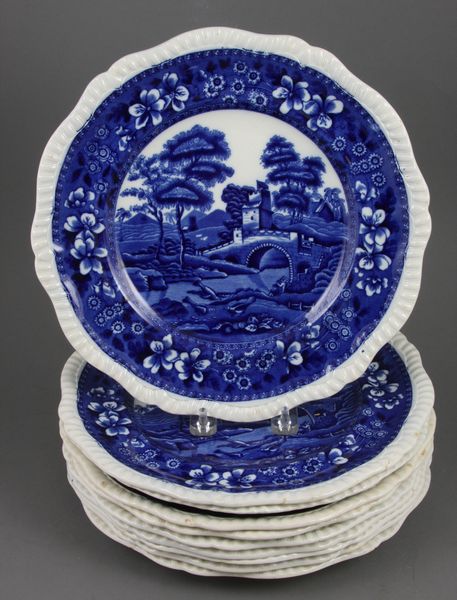 Appraisal: Group of ten English Copeland Spode Tower blue plates Two