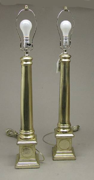 Appraisal: A pair of Michael Taylor Designs silvered gilt plaster columnar