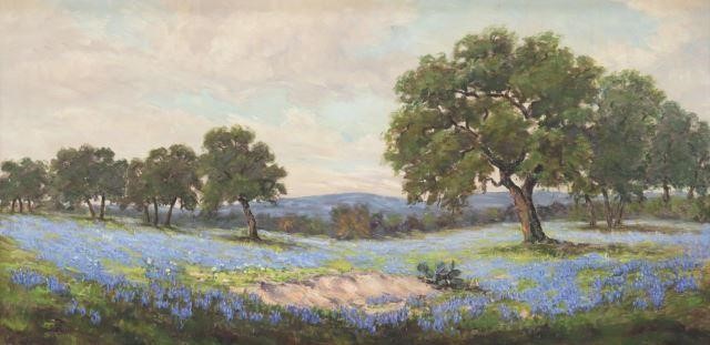 Appraisal: Framed oil on canvas painting Live Oaks and Bluebonnets signed