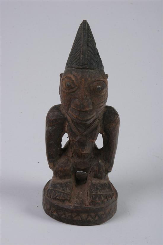 Appraisal: CONGOESE FEMALE FIGURE Together with senufo container cover