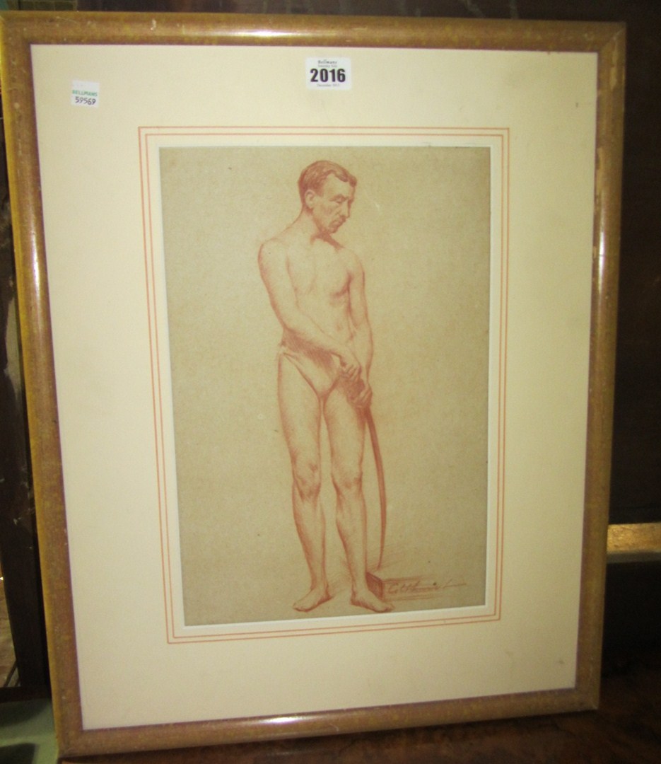 Appraisal: Frances Eduard Colthurst b Male nude red chalk signed