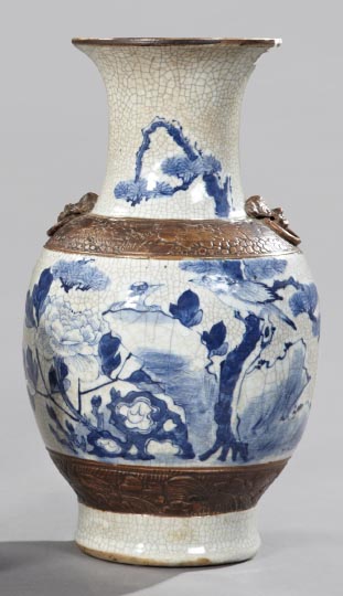 Appraisal: Kuang Hsu Blue and White Crackle-Glazed Porcelain Vase fourth quarter