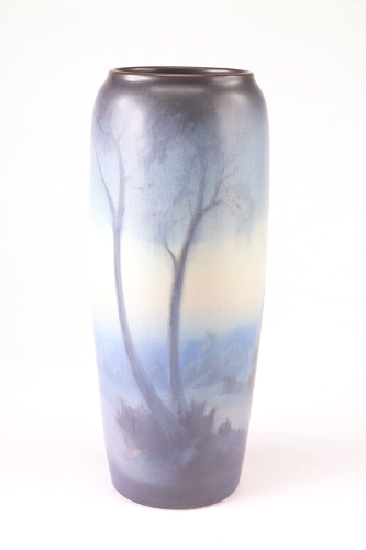 Appraisal: ROOKWOOD Scenic Vellum tall vase painted by Fred Rothenbusch with