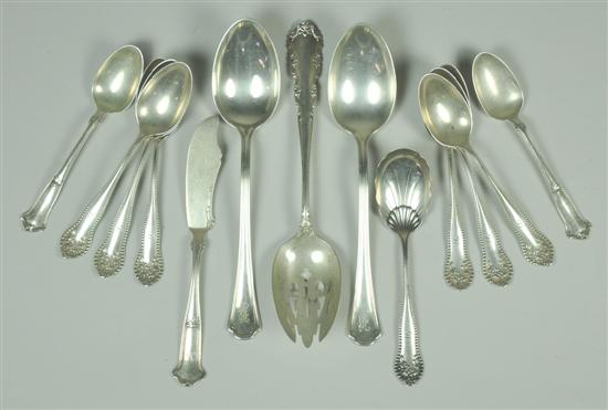 Appraisal: Thirteen Pieces Sterling Flatware Six Gorham Lancaster teaspoons and one