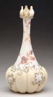 Appraisal: CROWN MILANO VASE Melon-ribbed vase with a long neck and