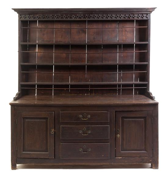 Appraisal: Sale Lot An Oak Welsh Dresser the upper section enclosing