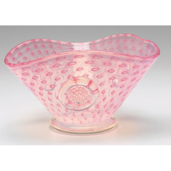 Appraisal: Murano bowl small formin pink and white glass withinterior bubbles