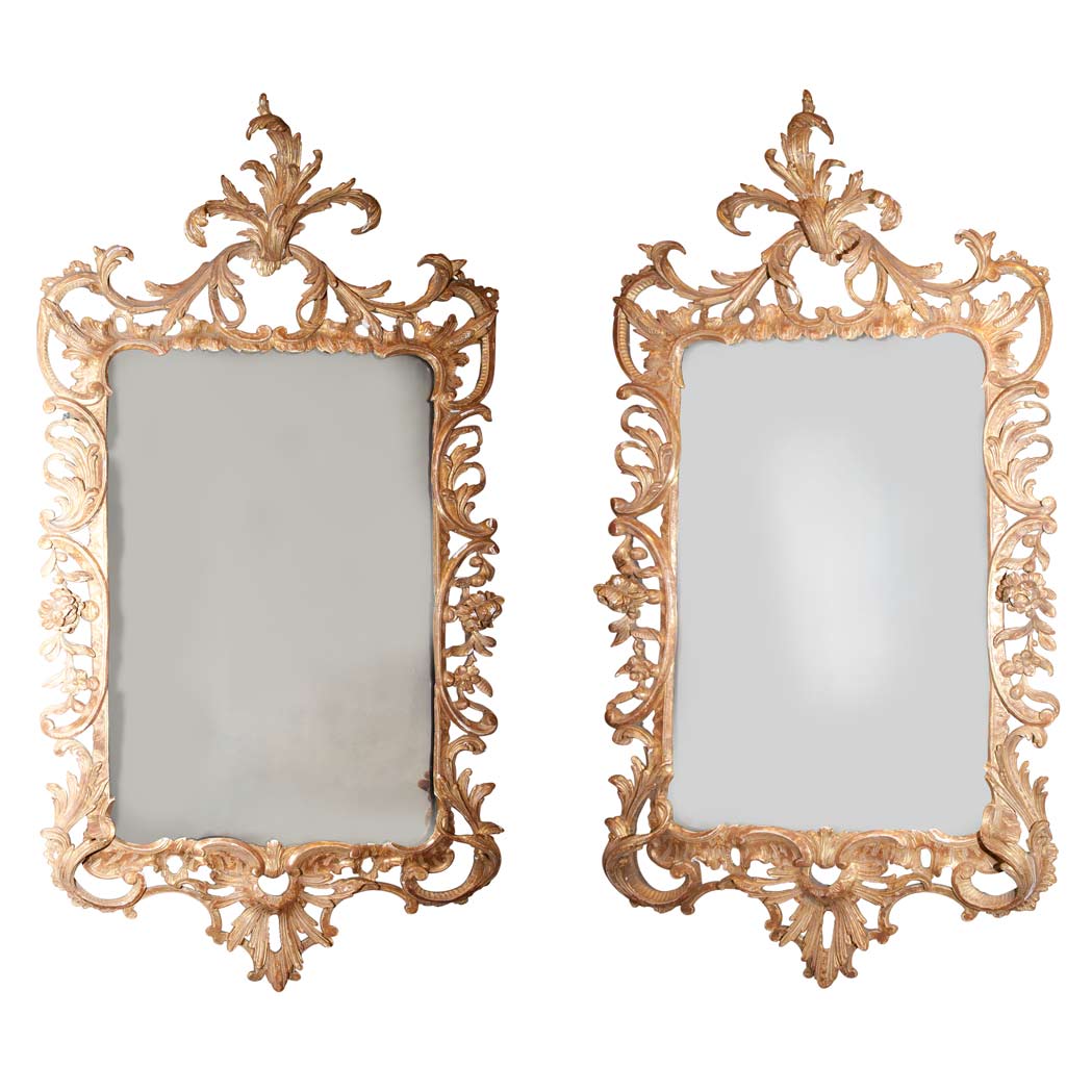 Appraisal: Pair of George II Gilt-Wood Mirrors th th Century Each