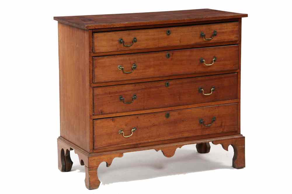 Appraisal: CHEST - drawer Country Chippendale bracket base chest w original