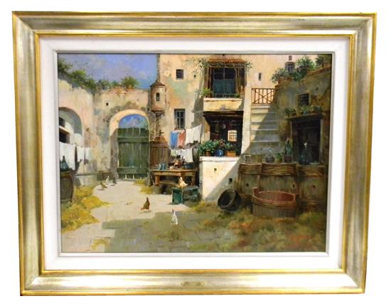 Appraisal: Antonio Gravina Italian b Cortile Rustica trans Rustic Courtyard oil