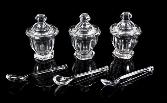 Appraisal: Sale Lot A Set of Three Baccarat Jelly Jars each