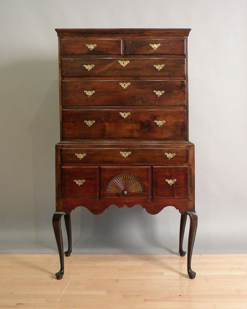 Appraisal: New England Queen Anne birch highboy ca